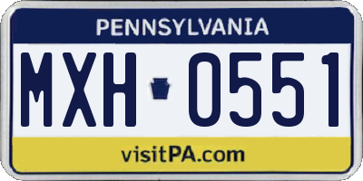 PA license plate MXH0551