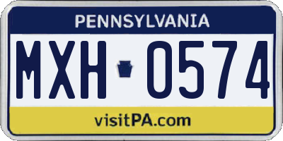 PA license plate MXH0574
