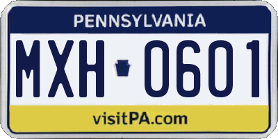 PA license plate MXH0601