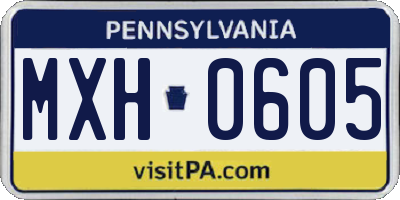 PA license plate MXH0605