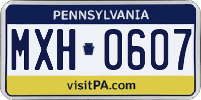 PA license plate MXH0607