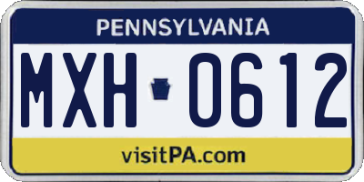PA license plate MXH0612