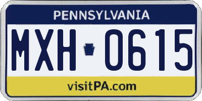 PA license plate MXH0615