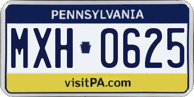 PA license plate MXH0625