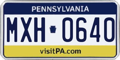PA license plate MXH0640
