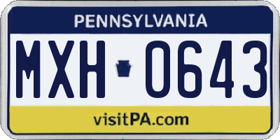 PA license plate MXH0643