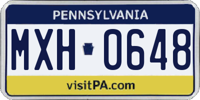 PA license plate MXH0648