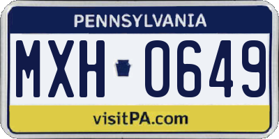 PA license plate MXH0649