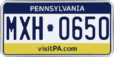 PA license plate MXH0650