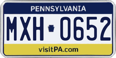 PA license plate MXH0652