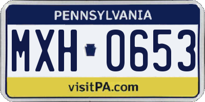 PA license plate MXH0653