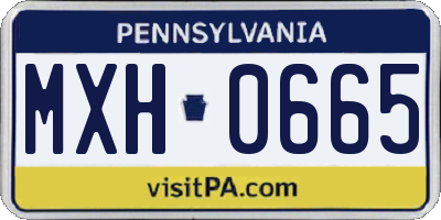 PA license plate MXH0665