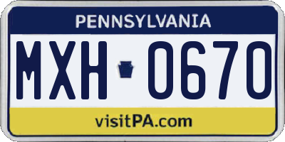 PA license plate MXH0670