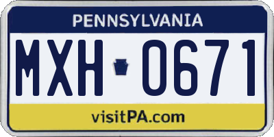 PA license plate MXH0671