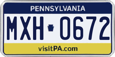 PA license plate MXH0672