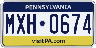 PA license plate MXH0674