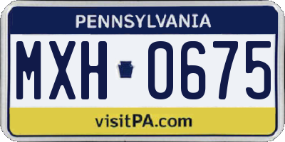 PA license plate MXH0675