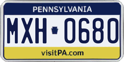 PA license plate MXH0680