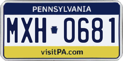 PA license plate MXH0681