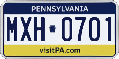 PA license plate MXH0701