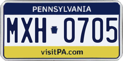 PA license plate MXH0705
