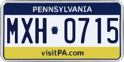 PA license plate MXH0715