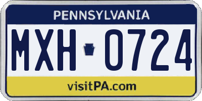 PA license plate MXH0724