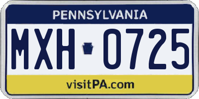 PA license plate MXH0725