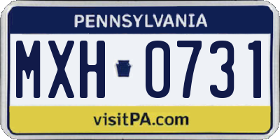 PA license plate MXH0731