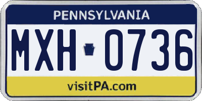 PA license plate MXH0736