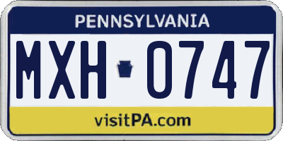 PA license plate MXH0747