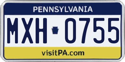 PA license plate MXH0755