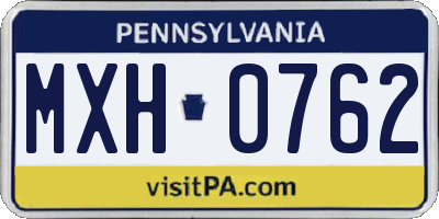 PA license plate MXH0762