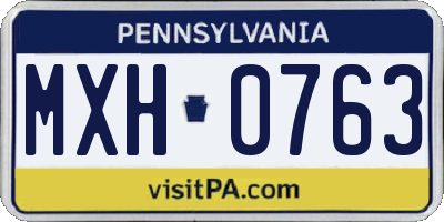 PA license plate MXH0763