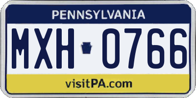 PA license plate MXH0766