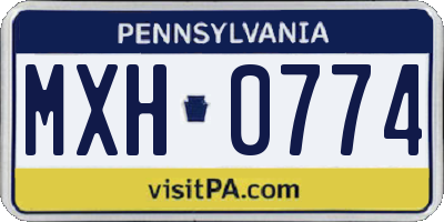 PA license plate MXH0774