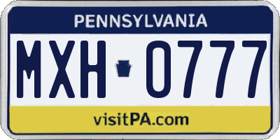 PA license plate MXH0777