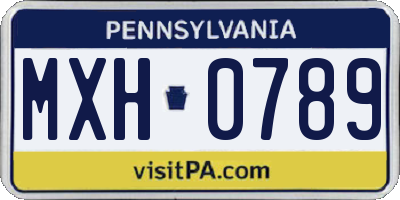 PA license plate MXH0789