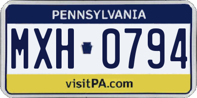 PA license plate MXH0794