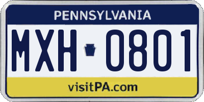 PA license plate MXH0801