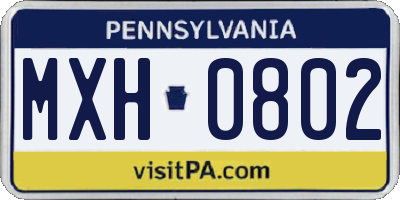 PA license plate MXH0802