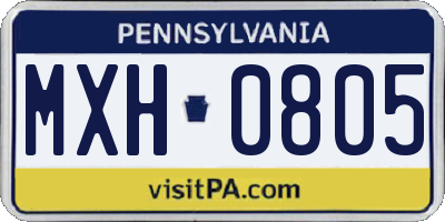 PA license plate MXH0805