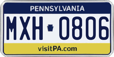 PA license plate MXH0806