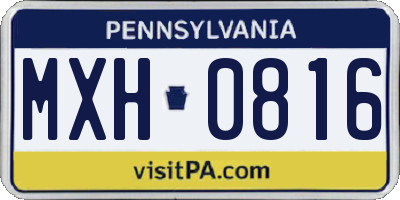 PA license plate MXH0816