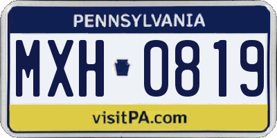 PA license plate MXH0819