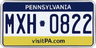 PA license plate MXH0822