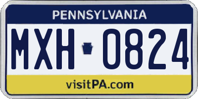 PA license plate MXH0824