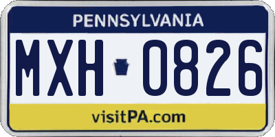 PA license plate MXH0826
