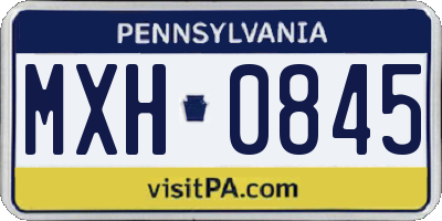 PA license plate MXH0845