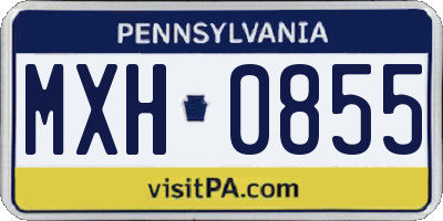 PA license plate MXH0855